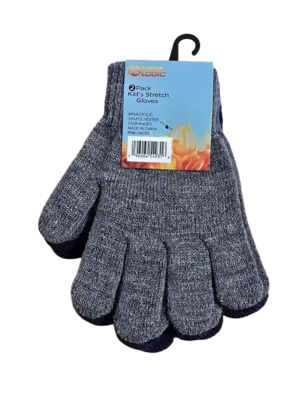 #hL01 Kids Winter Hat and Glove Set - Navy and Gray 2 Pairs.
